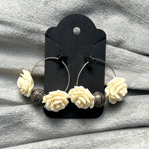 Handmade floral hoop earrings